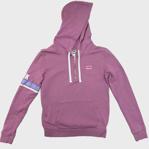 VETEMENTS Felpa con cappuccio Victoria's Secret ROSA cordini donna S tasca anteriore difetti multicolore