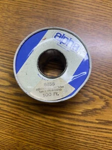 Alpha 5855 White w/Brown Stripe 100' Spool Teflon 22 Awg. Stranded , - Picture 1 of 2