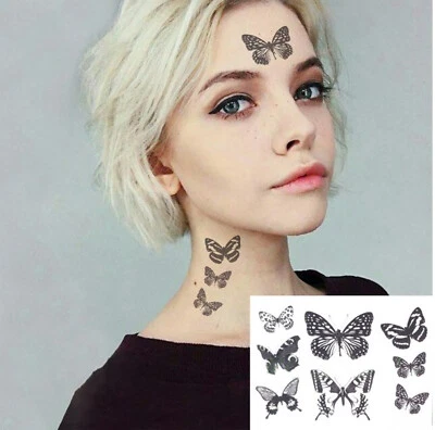 MARKENLOS Temporäres Tattoo SET Schmetterlinge Love Liebe Herz Blumen Butterfly Flower