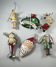 Lot of 6 Vintage Midwest of Cannon Falls Christmas Ornaments Taiwan Golf