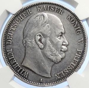 1875 A PRUSSIA KINGDOM German States WILHELM I Silver 5 Mark Coin NGC i106269 - Picture 1 of 5