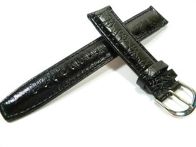 19 mm SCHWARZ UHRENARMBAND KROKOPRÄGUNG UHRENBAND LEDER 1903 - Bild 1 von 2