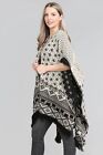 Ladies Knitted Reversable Cape Shawl Aztec Print With Lorex And Fringe Bottom