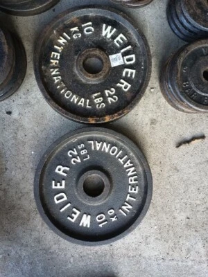 "PAR de placas olímpicas Weider International de 10 kg 22 lb peso 44 lb total 2"" agujero" Foto 1 de 4