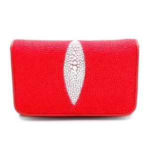 New Bloody Red Genuine Leather Ray Skin Women Tri-fold Mini Clutch Wallet. - Picture 1 of 12