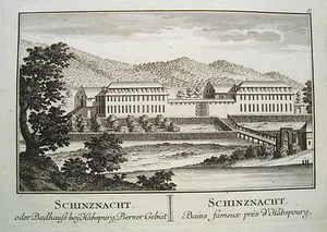 Bad  Schinznach Schenkenberg  Aargau  Schweiz Kupferstich von Herrliberger 1758 - Bild 1 von 1