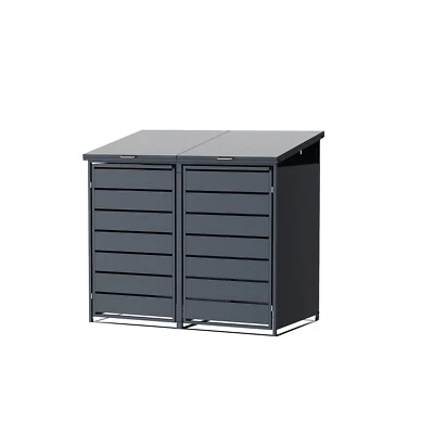 Mülltonnenbox Mülltonnenverkleidung Schrägdach 2er Pulverbeschichtet Anthrazit - Bild 1 von 4
