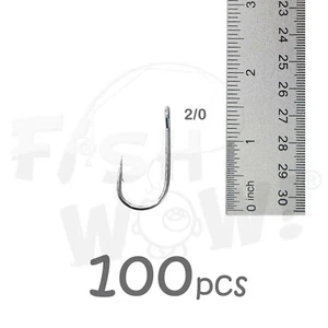 100 un. Pescado WOW!® Tamaño 2/0 Pesca 6X Fuerte Siwash Gancho con Ojo Abierto NUEVO - Imagen 1 de 5
