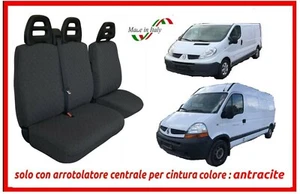Coprisedili Renault Master Trafic con arrotolatore fodere trapuntate antracite - Imagen 1 de 3