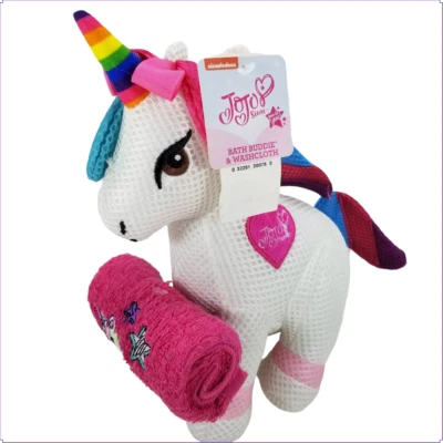 Nickelodeon JOJO SIWA Bath Buddie & Washcloth Rainbow Unicorn 10” NEW - Image 1 of 4