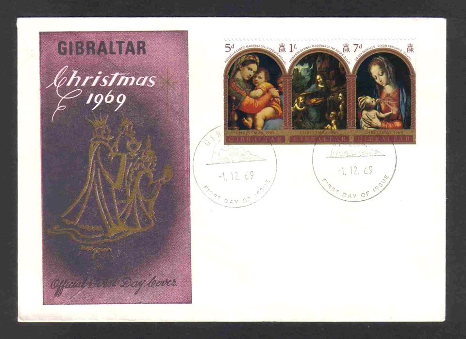 Gibraltar 1969 Christmas complete set of 3 values (SG 244-246) FDC - Image 1 of 1