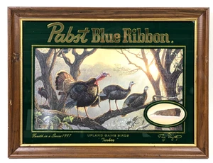 1997 Pabst Blue Ribbon Upland Game Birds Turkey Beer Mirror Sign Hunting 4th - Picture 1 of 5