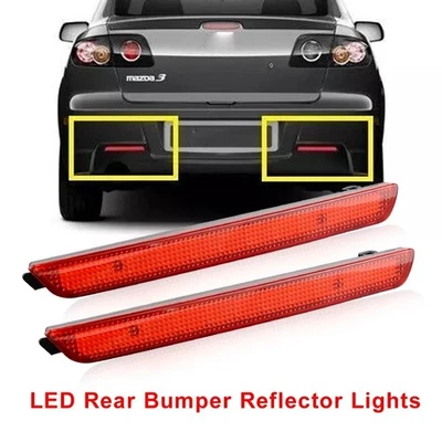 2x Red Bumper Reflector LED Tail Brake Lights For 04-09 Mazda 3 BK Mazda3 Axela Foto 1 de 4