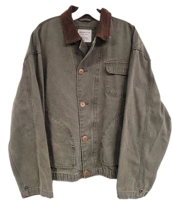 CHAQUETA HOMBRE VINTAGE ABERCROMBIE & FITCH VERDE CAZA PANA CUELLO AÑOS 90 MEDIANA Foto 1 de 4