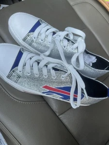 Buffalo Bills FOCO Women's Glitter Sneakers Shoes Sz 9 Blue White NFL Football - Picture 1 of 8