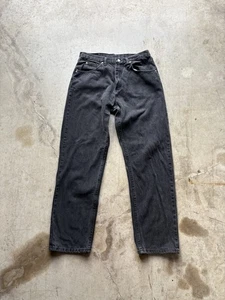 Jeans De Colección Años 90 EE. UU. Wrangler Negros Denim Pierna Cónica Tiro Alto Desteñidos Talla 32x32 - Imagen 1 de 10