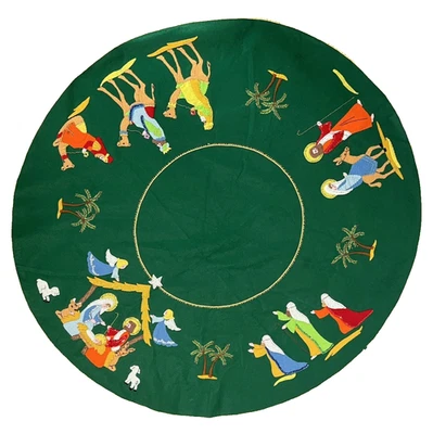 Bucilla 3576 Felt Sequin Embroidered Christmas Nativity Tree Skirt Complete Grn - Image 1 of 4