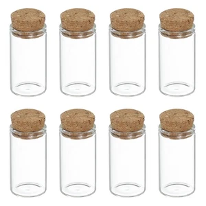 Mini botellas de vidrio con tapones de corcho de 8 piezas, frascos pequeños de vidrio transparente de 8 ml - Imagen 1 de 7
