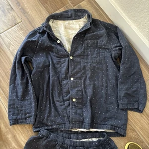 MUJI Herren 100% Bio Baumwolle Double Gauze Pyjama blau/weiß gepunktet Medium - Bild 1 von 8