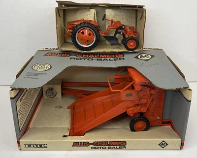 VTG 1988 ERTL Allis Chalmers ROTO-BALER 1/16 DieCast #1244 & Tractor 1948 G #402 - Image 1 of 4