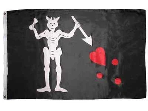 3x5 Edward Teach Pirat Schwarzbart Schwarzbart Flagge Super Poly Banner Outdoor - Bild 1 von 1