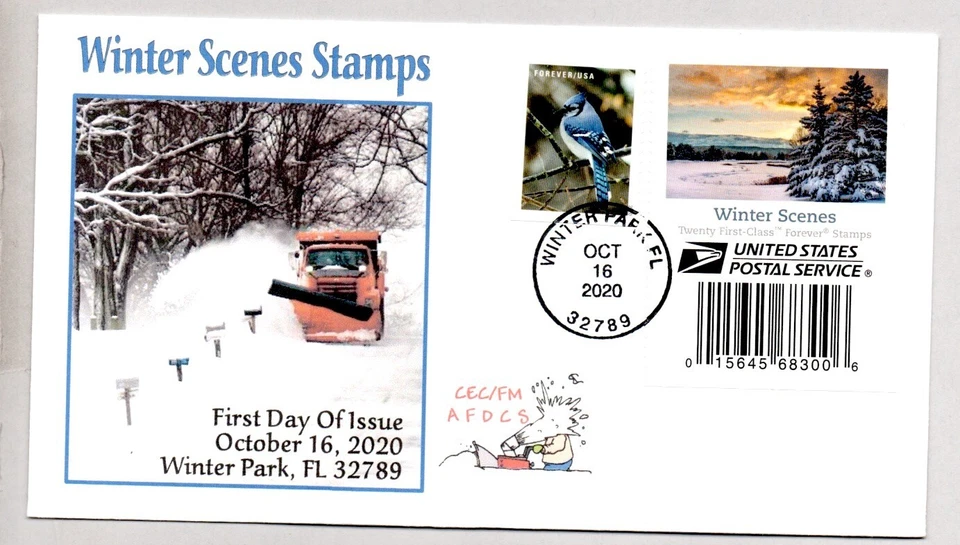 #5537 BLUE JAY BIRD WINTER SCENES SERIES FIRST DAY OF ISSUE FDC - Image 1 of 1