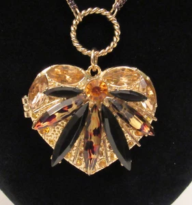 VTG NEW WITH TAG BETSEY JOHNSON LOCKET HEART PENDANT & CHAIN CRYSTALS 4 CHAINS - Picture 1 of 12