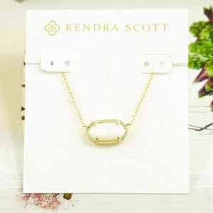 NWT Kendra Scott Elisa White Pearl Shell Short Necklace Gold Tone - Picture 1 of 5