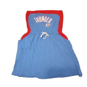 Vtg Oklahoma City Thunder Women's Halter Top Dress Blue Red Sz L Pockets GIII 
