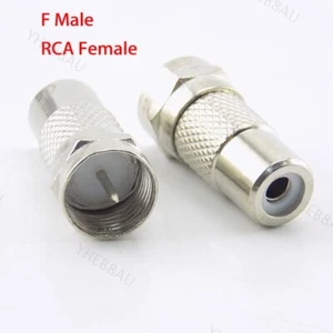 2/10pcs F Male Plug to RCA Female Jack Adapter Coax Cable TV Video Connector 15H - Picture 1 of 6