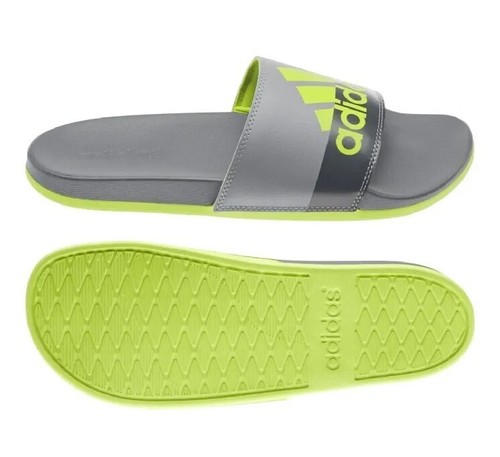 Adidas Adilette Comfort Slides da uomo grigio taglia 18 verde neon nuovo con scatola GRANDE