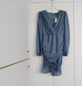 NWT Blue Blush Dress Womens Size M Blue Long Sleeve Shimmer Dress - Picture 1 of 6