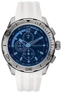 Nautica NA19521G watch Chronograph Blue/White Rubber band Ø48 mm - Picture 1 of 5