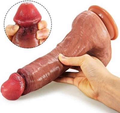 Consolador enorme realista de silicona líquida ventosa para polla juguetes sexuales para mujeres dong grueso Foto 1 de 4