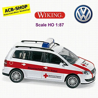 VW Volkswagen Touran I Van Tipo 1T 2003-06 Bavarese Croce Rossa 1:87 Wiking - Immagine 1 di 2
