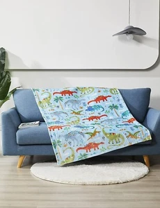 Playtime "Dino's"  Dinosaurs 57" x 41" Baby Blanket Soft Throw - Picture 1 of 1