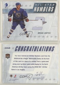 2003-04 ITG Be A Player Memorabilia All-Star Numbers /20 Brian Leetch #ASN-9 HOF