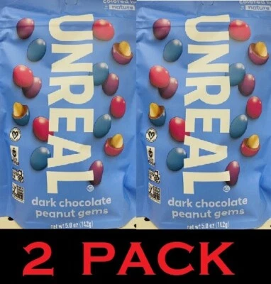 Bolsa de 2 gemas de cacahuete chocolate oscuro irreal de 5 oz - PAQUETE DE 2 Foto 1 de 3