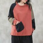 Casual Womens Korean Fashion Loose Mixed Colors Round Neck Pullover Sweatshirt