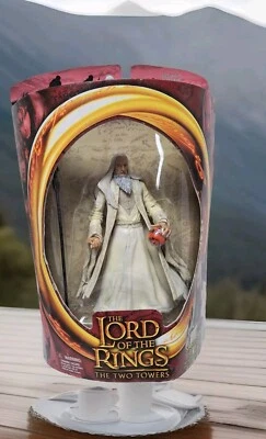 "Figura de 7"" blanca Saruman de El Señor de los Anillos Las Dos Torres nueva en paquete con personal ~ 2002"  Foto 1 de 4