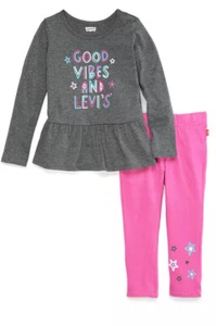 NUEVO CON ETIQUETAS JUEGO DE TOP Y LEGGINGS DE PEPLUM PARA NIÑAS LEVI'S NIÑOS PEQUEÑOS TALLA 3T O 4T ~ PRECIO DE VENTA SUGERIDO POR EL FABRICANTE $44.00 - Imagen 1 de 12