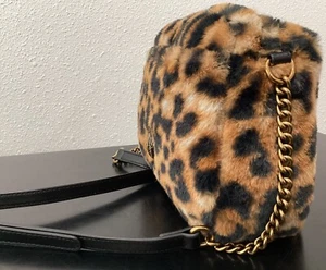 Kurt Geiger Kensington Leopard Fuzzy Puff Camera Crossbody 9.5" x 4" x 7" New - Picture 1 of 14