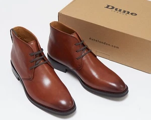 DUNE LONDON MALONEY CHUKKA BOOT DARK TAN LEATHER MEN's Size UK8 Brand NEW Boxed - Picture 1 of 8