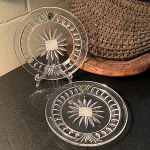 2 Waterford Crystal Overture 8" Accent Plates Ireland Tags & Box - Pristine - Picture 1 of 11