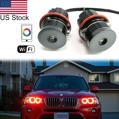 For BMW 525i 530i 645Ci 650i 745i 750 LED RGB Phone Control WIFI Halo Angel Eyes - Image 1 of 4