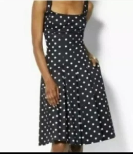 Abito smanicato Lauren Ralph Lauren con tasche nero a pois taglia 8P - Foto 1 di 24