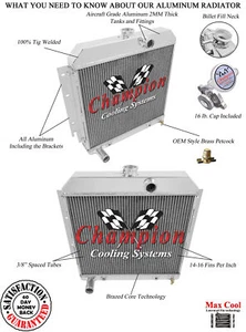 Eagle 2 Row 1" Tubes All Aluminum Radiator for 1964 Plymouth Barracuda V8 Engine - Picture 1 of 7