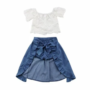 Baby Toddler Girl White Fashion Cotton Crop Top and Pants Summer Casual Outfit - Picture 1 of 1