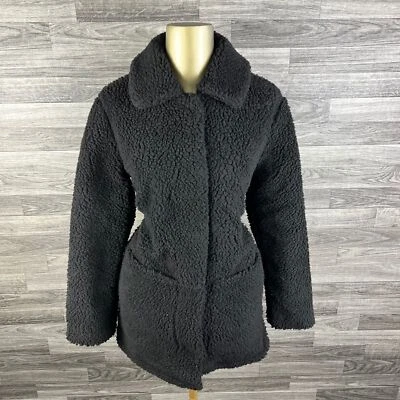 РАЗДЕЛЕННЫЙ H & M искусственного меха длинным рукавом черный повседневный бушлат женский размер XS - Изображение 1 из 4