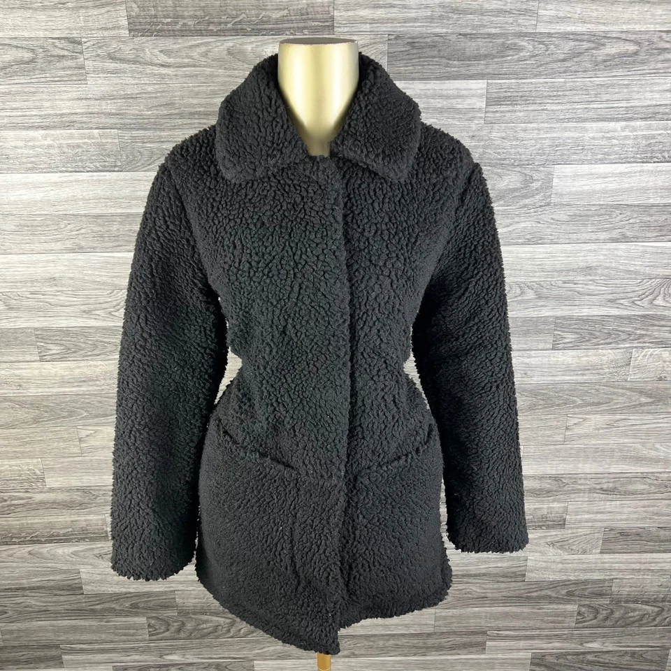 Abrigo informal negro manga larga de piel sintética DIVIDED by H&M para mujer talla XS Foto 1 de 4